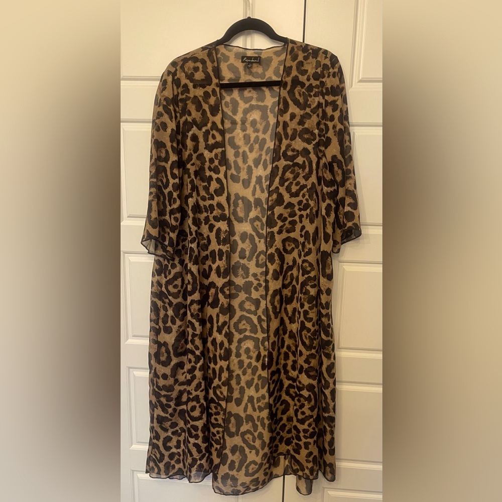 Leopard Duster - Midi Length - Size L - EUC